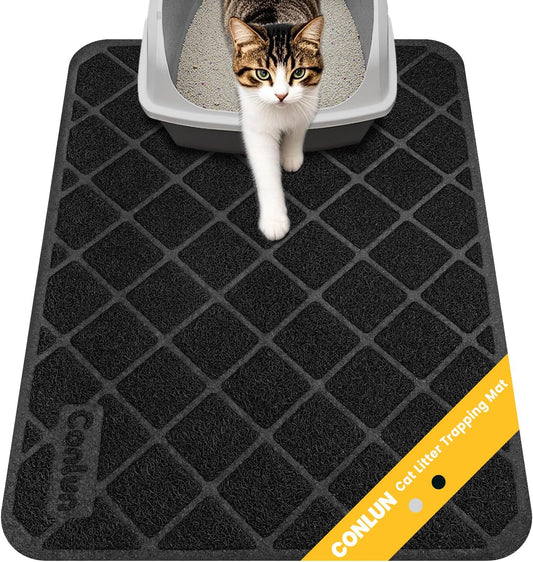 Cat Litter Mat Litter Trapping Mat, 24" X 17" Premium Durable PVC Grid Mesh with Scatter Control, Non-Slip, Less Waste Cat Litter Box Mat, Soft on Kitty’S Paws, Urine Waterproof